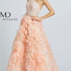 Sz 6 Mac Duggal Peach Petal Gown style11119M